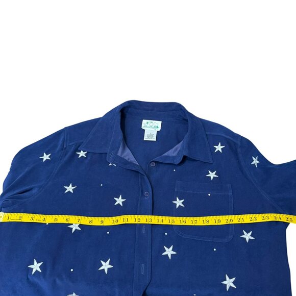 Quacker Factory Star Embellished Navy Button-Up Shirt Size 1X - Picture 7 of 7